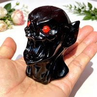 Statue de vampire en obsidienne naturelle de 7,8 cm - Figurine en cristal sculptée à la main pour la décoration d'Halloween
