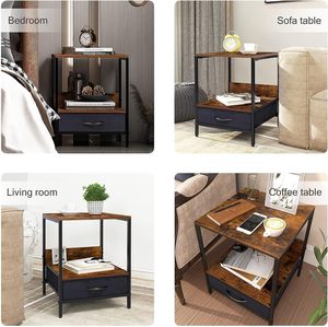 Bedside Cabinet Drawer Type <strong>Storage</strong> Rack Easy to Assemble <strong>Corner</strong> <strong>Table</strong> - Product Image 3