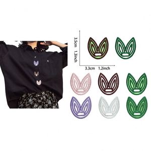 Nouvelle broderie en forme d'oreilles de lapin, patch brodé avec bouton-pression pour la décoration de vêtements - Product Image 1