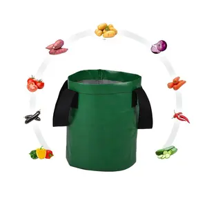 Havalandırma bitki büyümek çanta kalın PE kumaş Pot dikim konteyner bahçe çantası ile Flap ve kolları