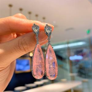 Pendientes y Collar de Polvo de <span class=keywords><strong>Morgan</strong></span> Paraiba, Joyería de Alta Calidad con Diamantes Rosas Completos, Conjunto de Joyería de Fantasía para Mujer, Conjunto de Circonitas - Product Image 6