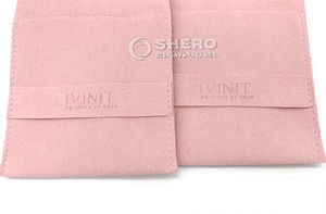 Luxueux velours doux rose microfibre bijoux pochette sac estampage à chaud Logo rabat bijoux sac à poussière - Product Image 2