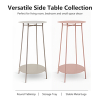 Table d'appoint décorative, table basse vintage à 2 niveaux pour salon moderne