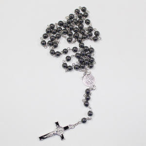 Gioielli Religiosi <span class=keywords><strong>Collana</strong></span> <span class=keywords><strong>Rosario</strong></span> Cattolico con Perline in Ematite Nera da 6mm per Donna - Product Image 5