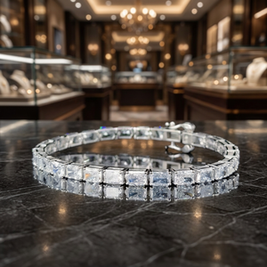 Bracelet tennis élégant en diamant de laboratoire taille princesse – Éclat brillant, fermoir sécurisé, bijoux en diamant pour femme - Product Image 2
