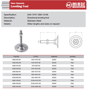 Pieds de nivellement réglables en acier inoxydable SS304 D40 D70 D80 D100 M12 M16 M20 pour tables, armoires, établis et équipements – Vente en gros - Product Image 2