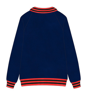Alpha Golden Strip Quarter Button Sweatshirt Côtelé Ourlet Brodé Lettre Grecque Pullover Winter Sport Style Knit Sweater - Product Image 4