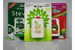 Tabletop Stevia Extract Tablet Sweetener In Plastic Dispenser And Blister Package