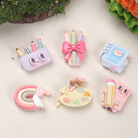 Breloques en résine DIY style dessin animé, accessoires d'étude, papeterie arc-en-ciel pour pinces à cheveux DIY, coques de téléphone, boucles de chaussures