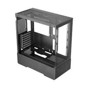 Boîtier d'ordinateur ATX Mid-Tower Gaming en verre trempé double TG avec fenêtre latérale et option Type-C, design aquarium - Product Image 4