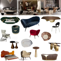 Ensemble de meubles de chambre à coucher de luxe pour projet de villa, lit italien moderne double en cuir/tissu, lit king size classique