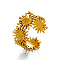 Cincin Matahari Minimalis Lapis Emas 18K Gaya Eropa dan Amerika, Desain Unik, Cincin Baja Anti Karat Trendi dan Serbaguna