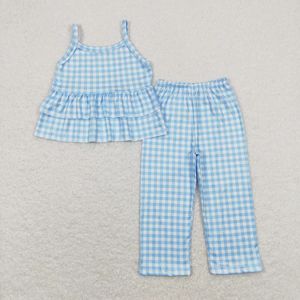 Conjunto de Ropa para Hermanas RTS, Blusa sin Mangas a Cuadros y Pantalones para Bebé Niña - Product Image 4