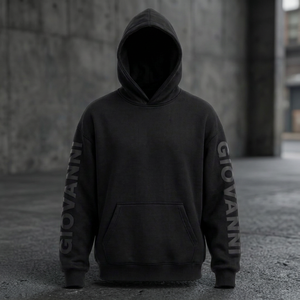 Sudadera con Capucha Negra para Hombre, Corte Regular, 100% Algodón, Forro Polar, Bolsillo, Informal, Invierno, Estampado de Letras - Product Image 3