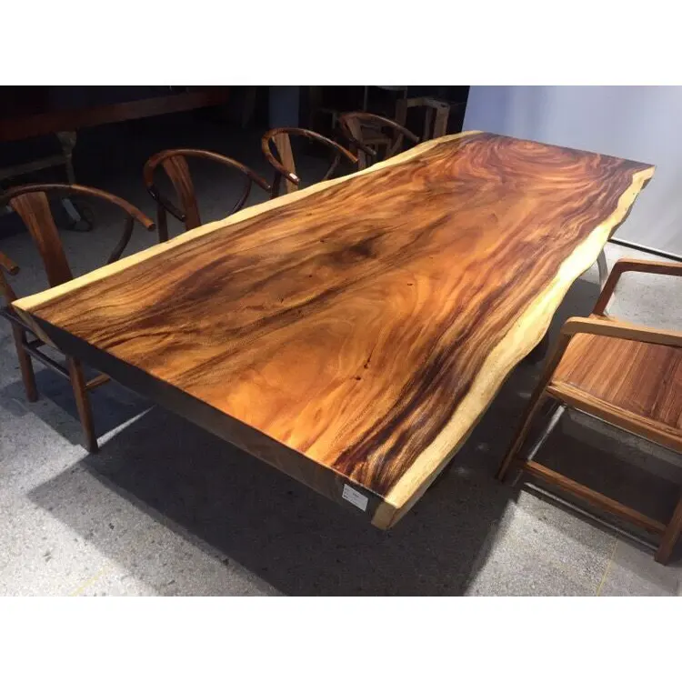 Large size irregular shaped wood dining table top live edge solid walnut wood slab