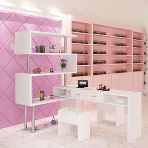 Mesa de Manicura Económica con Superficie de Madera y Patas Doradas - Product Image 3