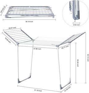 Séchoir à linge autoportant en acier, pliable et multifonctionnel, pour salle de bain, organisateur de vêtements - Vente en gros - Product Image 2