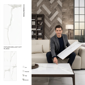 Azulejos de porcelana esmaltada Statuario de 900x1800 mm con acabado mate/brillante para interiores de alta gama, losas de piedra sinterizada cerámica. - Product Image 2