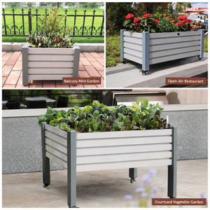 Fioriera Mobile in Lega di Alluminio con Ruote per Giardino, Patio e Balcone - Product Image 5