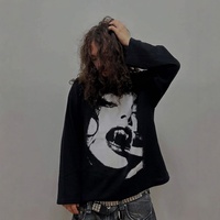 Camiseta de hombre estilo Y2K alternativo oscuro 2026, personalizada al por mayor, con estampado de letras, informal, tipo pulóver, estilo streetwear americano.
