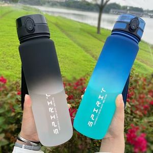 Taza de agua degradada de bebida directa de 1L con asas botella de agua deportiva de moda para estudiantes masculinos y femeninos conveniente para viajar - Product Image 2