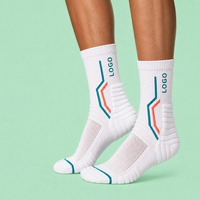 Chaussettes de sport mi-mollet pour hommes et femmes, respirantes en maille, avec logo personnalisé, idéales pour la course et le basketball