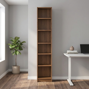Estantería Moderna de Madera de Teca de 6 Niveles con Marco de Soporte Geométrico de Panel Plano - Product Image 2