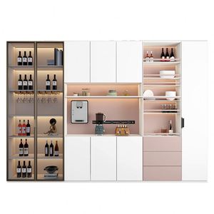 Buffet en bois pliable de style nordique moderne pour la cuisine, la salle à manger, les salons et le bar à domicile avec fonction de rangement et d'exposition - Product Image 5