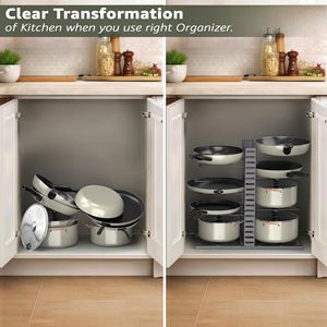 8-Tier Kitchen Cabinet Organizers Detachable Cookware Storage with Adjustable <b>Pot</b> Racks Metal and Iron <b>Pots</b> and Pans Organizer - Product Image 6