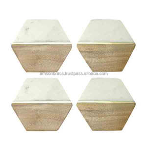 SOUS-VERRE EN MARBRE ET BOIS SOUS-VERRE DÉCORATIF DE TABLE EN MARBRE EN FORME D'HEXAGONE DÉCORATIF - Product Image 6