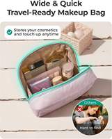 Pochette de maquillage matelassée en tissu nuageux avec logo personnalisé, sac de rangement de beauté pour femmes, pochette de maquillage matelassée, sac de voyage léger, sac de toilette