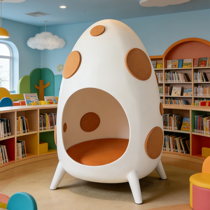 Fauteuil coquille d'œuf moderne pour coin lecture enfant, pod sensoriel intérieur pour enfants, mobilier de bibliothèque pour maternelle et école maternelle - Product Image 2