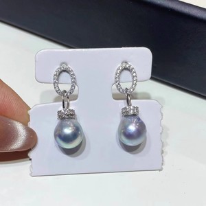 22528 Pendientes de Perlas DIY, Nuevo Diseño de Moda, Base Vacía de Plata S925 con Cuentas Redondas de 9-13 mm - Product Image 1