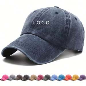Wholesale Blank Vintage Unstructured Baseball Caps Custom 3D Embroidery Logo 6 Panel Washed Cotton Distressed Dad Hats - Product Image 1