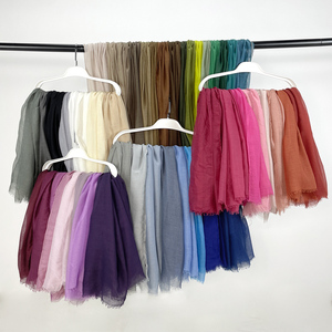 Pañuelo Hijab de Poliéster Transparente Borgoña al por Mayor, Ligero y Sólido con Borde Crudo para Mujer, Chal Modesto de Moda - Product Image 6