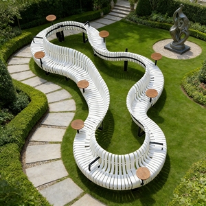 Y539 Custom Wood Slice Curved <b>Sofa</b> Art Bench for Exhibition Space Restaurant Seating Indoor Mall <b>Small</b> Apartment Hotel Reception - Product Image 6