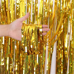 Cortina De Flecos Metálicos Rinco 3' X 8' – Lámina Brillante Para Fiesta, Descuentos Por Cantidad Y Regalo