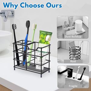 Support de comptoir en acier inoxydable pour brosses à dents, organiseur de cosmétiques pour lavabo de salle de bain, support pour brosse à dents électrique et dentifrice - Product Image 1