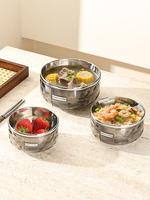 Bol à double paroi en acier inoxydable 316L de qualité alimentaire, texture martelée, anti-brûlure, pour riz et soupe, bol de table en métal pour la maison