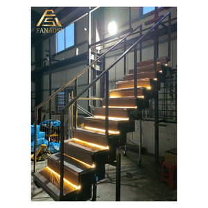 Double Sides Plate <strong>Staircase</strong> <strong>Raw</strong> Steel Construction Welded Side Plates Stair Open Riser Design Heavy Load Capacity Stairs - Product Image 4