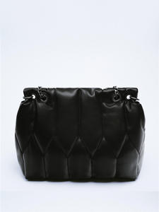 <span class=keywords><strong>Borsa</strong></span> a tracolla da donna con filo trapuntato borsetta rocciosa di grande capacità <span class=keywords><strong>nera</strong></span> morbida imbottita con patta in pelle sintetica catenina a tracolla <span class=keywords><strong>borsa</strong></span> a tracolla - Product Image 3