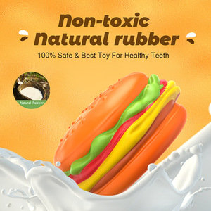 ของเล่นเคี้ยวรูปแฮมเบอร์เกอร์สำหรับสุนัข ทำจากยางธรรมชาติ มีเสียง ช่วยทำความสะอาดฟัน สีส้ม น้ำหนัก 250 กรัม - Product Image 1