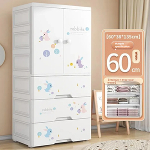 Cartone animato Baby comò <span class=keywords><strong>bambini</strong></span> vestiti Organizer Cabinet con cassetti di stoccaggio a doppia porta scaffalature tipo di plastica armadio <span class=keywords><strong>per</strong></span> <span class=keywords><strong>bambini</strong></span> - Product Image 2