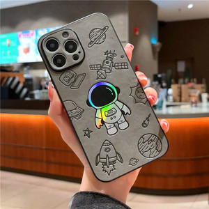 Funda de Teléfono con Diseño de Astronauta en Cuero con Detalles Dorados, a Prueba de Golpes, para <span class=keywords><strong>iPhone</strong></span> 17 16 15 14 <span class=keywords><strong>Plus</strong></span> 13 Pro Max 12 <span class=keywords><strong>11</strong></span> - Product Image 2