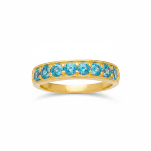 Bleu Zircon Pierre Aigue-Marine CZ Bande Anneau À La Main Turc En Gros Élégant Simple 925 Bijoux En Argent Sterling - Product Image 2