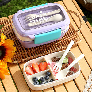 Bencircle B271 Cute Heatable 1250ml Kids School Lunch Box Bento Plastic <b>Food</b> Storage <b>Container</b> Microwave Safe - Product Image 2
