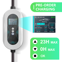 Chargeur de voiture électrique portable 7KW 32A Type 2, courant réglable, niveau 2 EVSE avec écran LCD, prise CEE pour la recharge des véhicules électriques