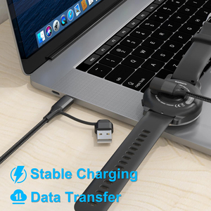 Câble de charge tressé USB C et USB A 2 en 1 de remplacement pour Garmin <span class=keywords><strong>Fenix</strong></span> 8 <span class=keywords><strong>7</strong></span> <span class=keywords><strong>7X</strong></span> <span class=keywords><strong>7</strong></span> Pro, Forerunner 965 745 645 265 255 - Product Image 4