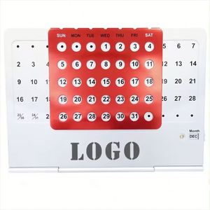 Calendrier de bureau pliable en métal OEM, cadeau promotionnel, de haute qualité, en aluminium, couleur personnalisée, sérigraphie - Product Image 1