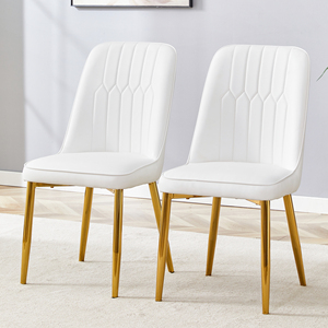<span class=keywords><strong>2</strong></span> chaises de salle à manger modernes avec dossier en cuir PU élégant et pieds en métal doré pour le confort à la maison dans la cuisine, la chambre ou le bureau - Product Image 3